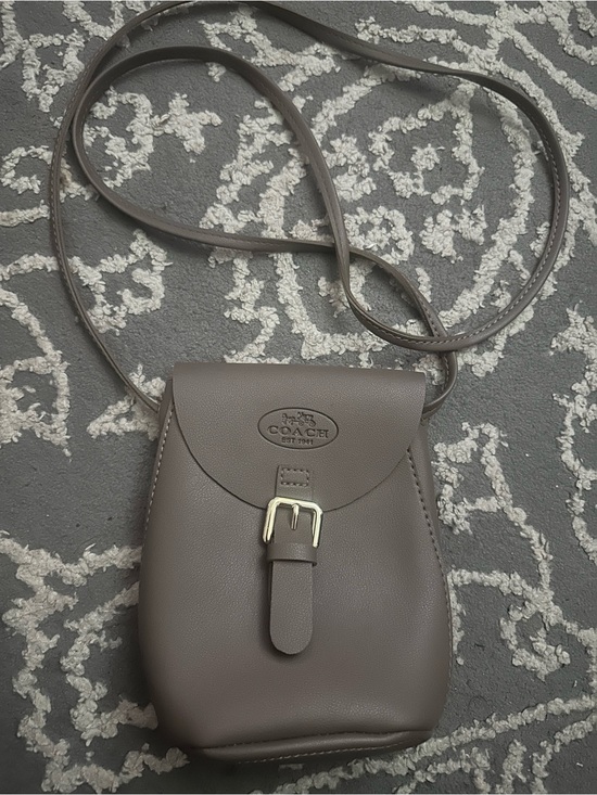Coach Handbags - Coach Taupe Leather Crossbody with Buckle Accent